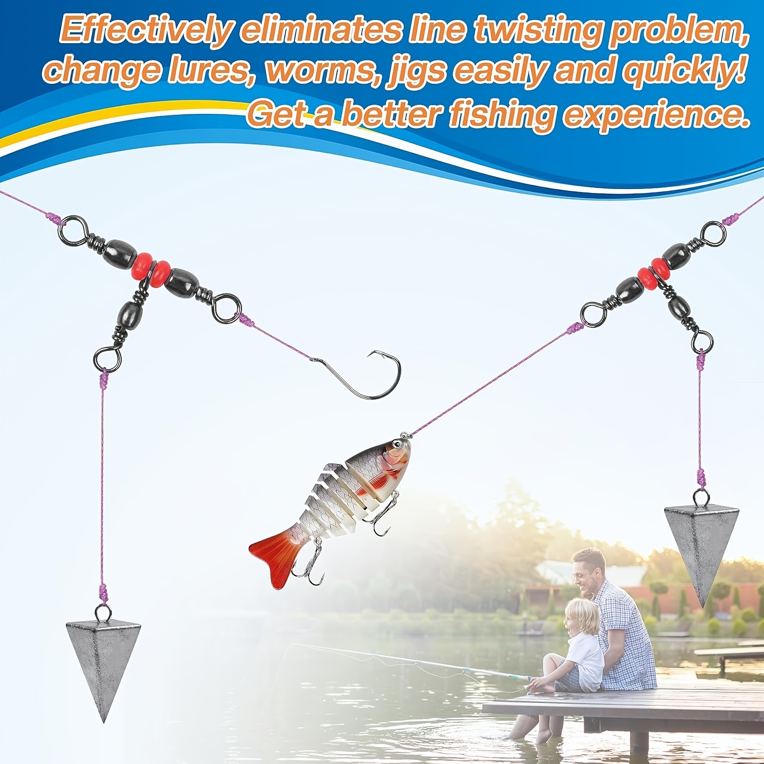 3 Three Way Swivels,Triple Swi - Fishing Rod Building Kit ulasan dan harga